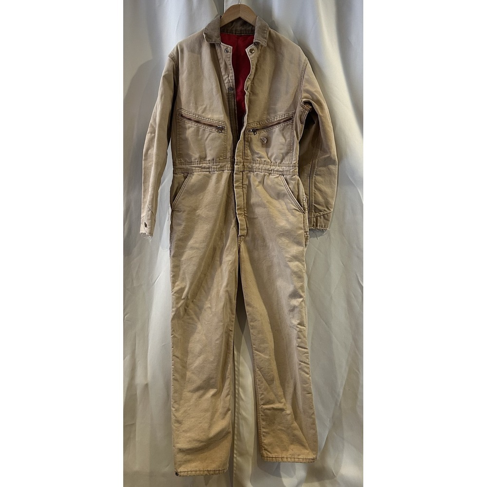 VTG Carhartt Brown Distressed Overalls Coverall Boiler Suit Long‎ Sleeve USA